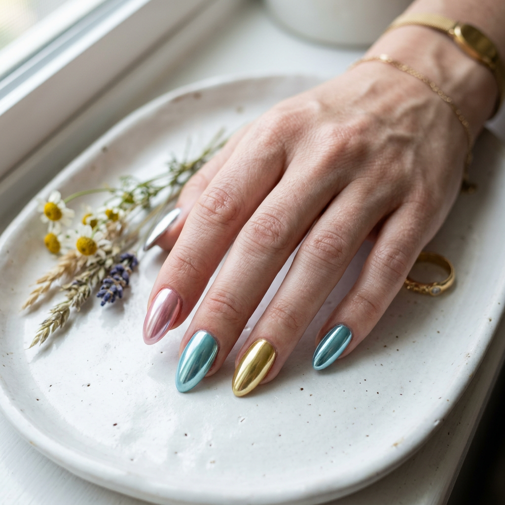Summer Chrome Nails