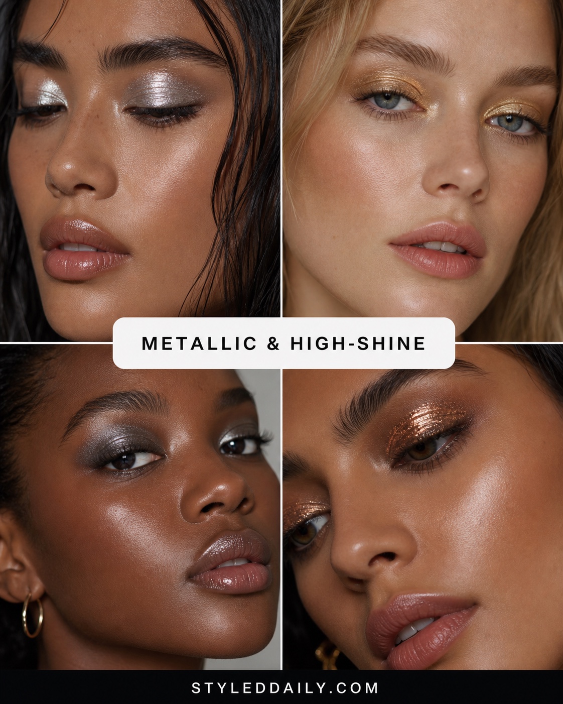 Metallic high-shine eye makeup for fall 2026