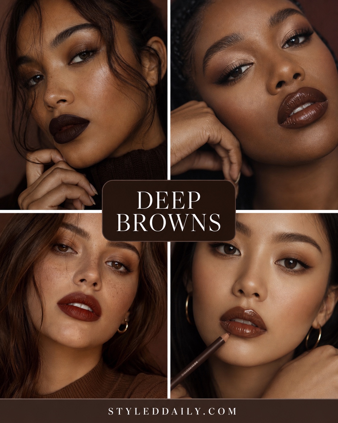 Deep brown lipstick looks for fall 2026