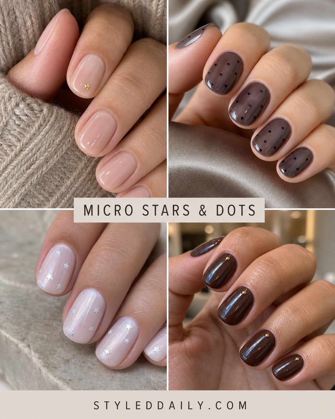Minimal nail art with micro stars and tiny dots